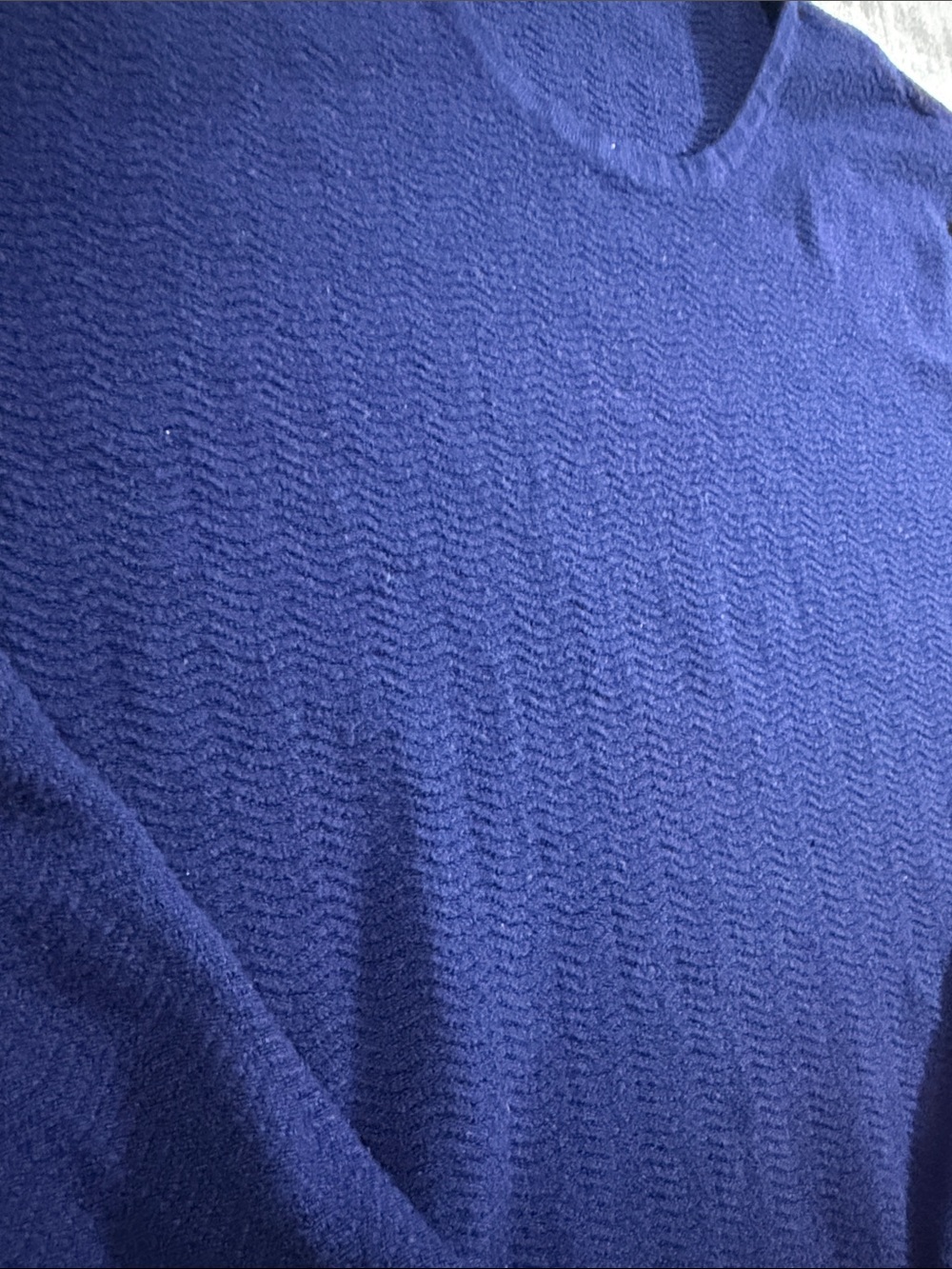 Zara Women Navy Blue Textured Crewneck Sweater sz L womens 23.5X17.5 PTP - Picture 4 of 9